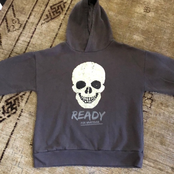 Boys Zara Skull Sequined Hoodie size 11/12 - Picture 2 of 6